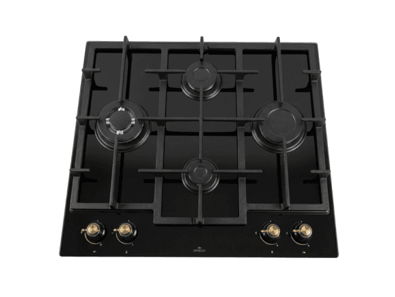 Plaque à gaz encastrable CBR382 JAVELI, 4 foyers, noir 60x60cm, garantie 6mois